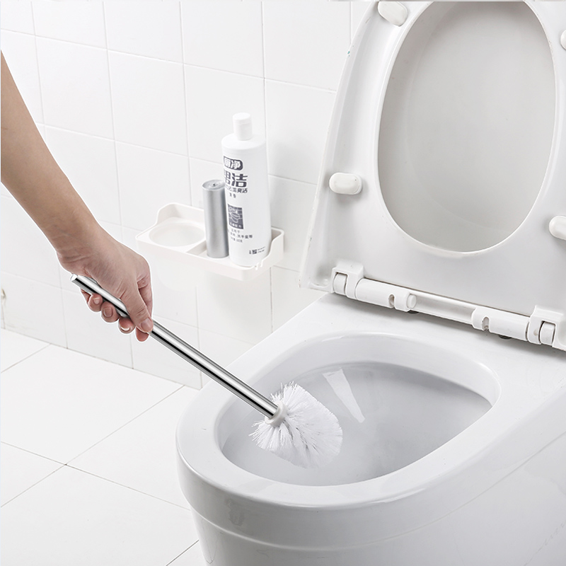 Escobilla de baño montada en la pared con estante de almacenamiento