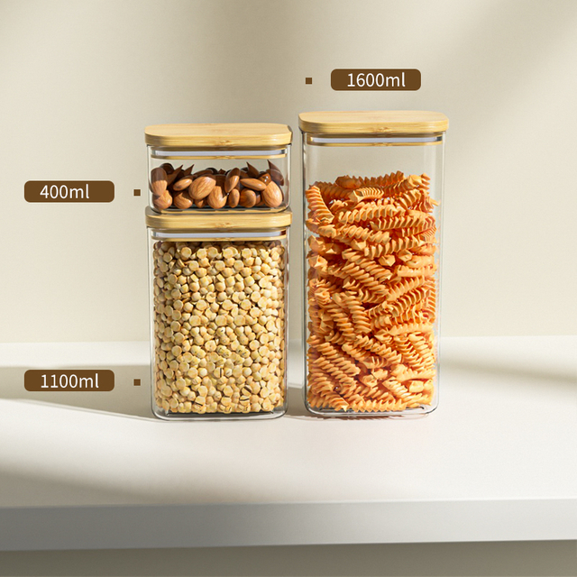 Contenedores con tapa de bambú