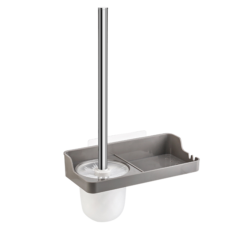 Escobilla de baño montada en la pared con estante de almacenamiento