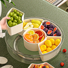 Bandeja giratoria para frutas con 6 compartimentos, bandeja transparente dividida para servir especias y aperitivos, caja giratoria para aperitivos con tapa