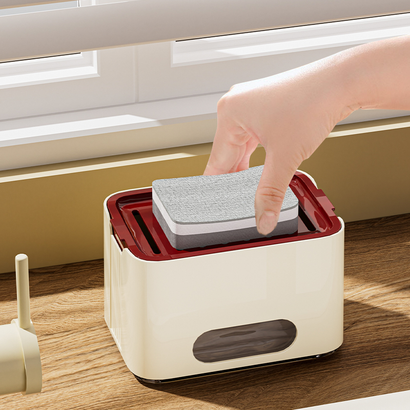 Accesorios de cocina Esponja organizadora 4 en 1 dispensador de jabón para platos de espuma