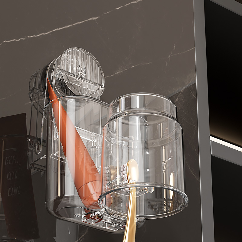 Ángulo de succión al vacío para baño, venta al por mayor, almacenamiento acrílico para baño, ventosa, estante de almacenamiento para cepillos de dientes, estante de pared