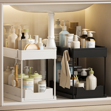 Organizadores debajo del fregadero de 2 niveles y cajón organizador de cesta de gabinete multiusos de almacenamiento para cocina debajo