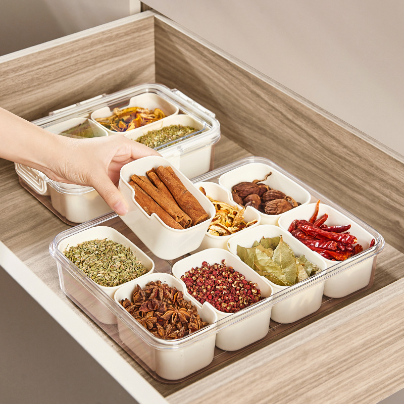 Caja de almacenamiento sellada de Snackle con bandeja dividida de plástico para verduras con tapa