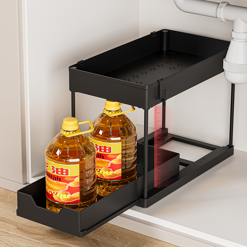 Organizadores debajo del fregadero de 2 niveles y cajón organizador de cesta de gabinete multiusos de almacenamiento para cocina debajo