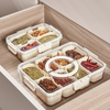 Caja de almacenamiento sellada de Snackle con bandeja dividida de plástico para verduras con tapa