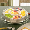 Bandeja giratoria para frutas con 6 compartimentos, bandeja transparente dividida para servir especias y aperitivos, caja giratoria para aperitivos con tapa