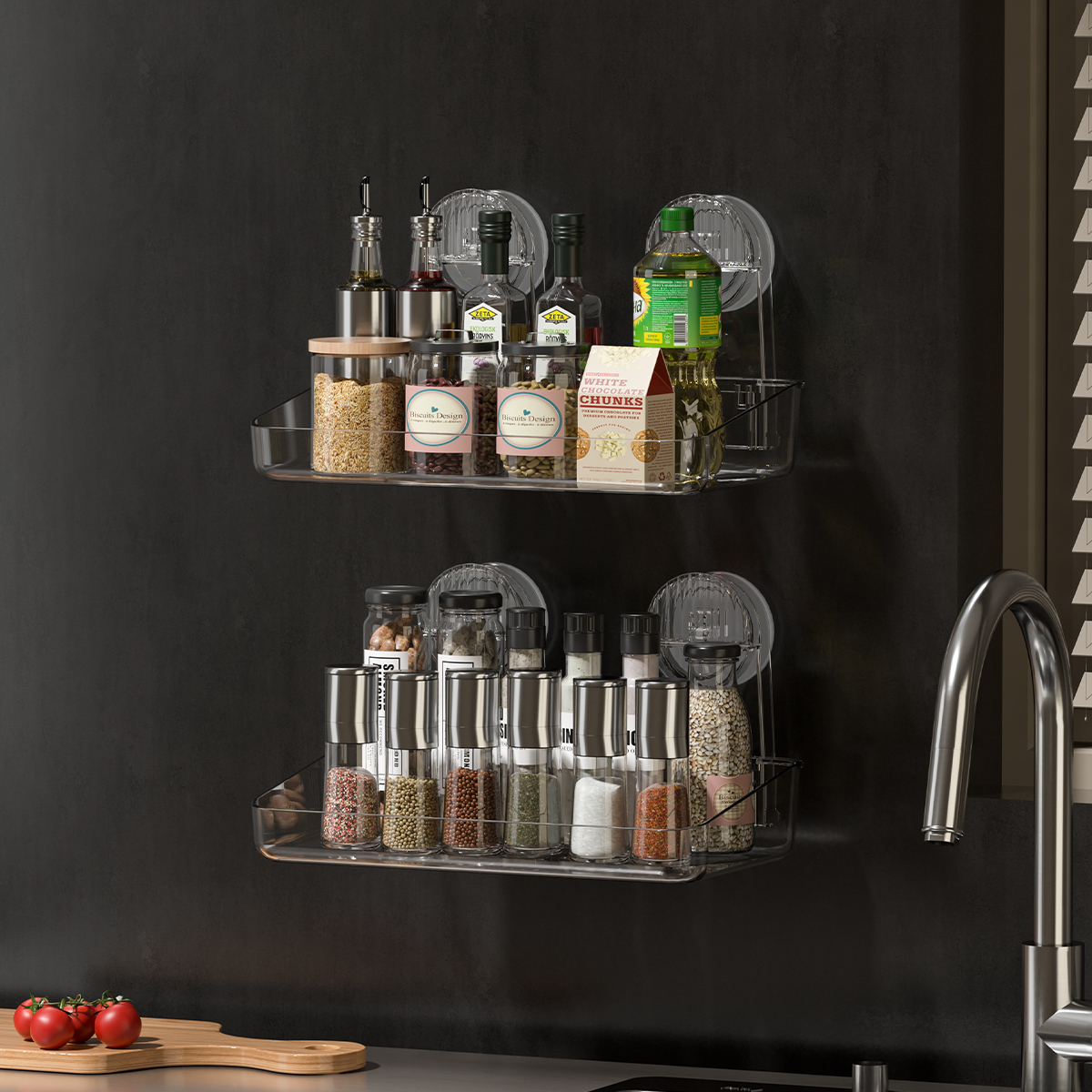 Potente estante de almacenamiento con ventosa, suspensión desmontable, estante de ducha de secado y drenaje, estante de almacenamiento, suministros de baño de acrílico moldeado por inyección, estante de almacenamiento de uso diverso