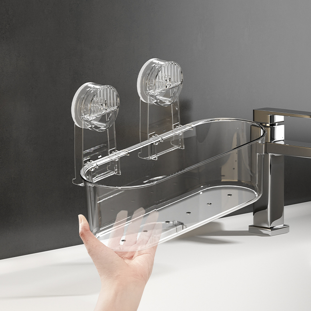 Suministros de baño de moldeo por inyección con ventosa fuerte de acrílico, uso diverso, suspensión desmontable, secado, rejilla de ducha de drenaje, rejilla de almacenamiento