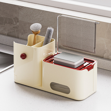 Accesorios de cocina Esponja organizadora 4 en 1 dispensador de jabón para platos de espuma